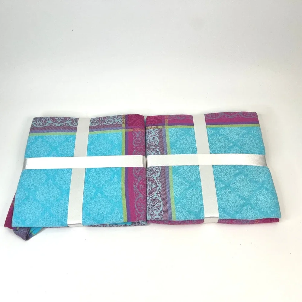 STOF France Provence Dish‎ Towel Set of 6 Cotton Blue Pink Floral Laura Lancelle